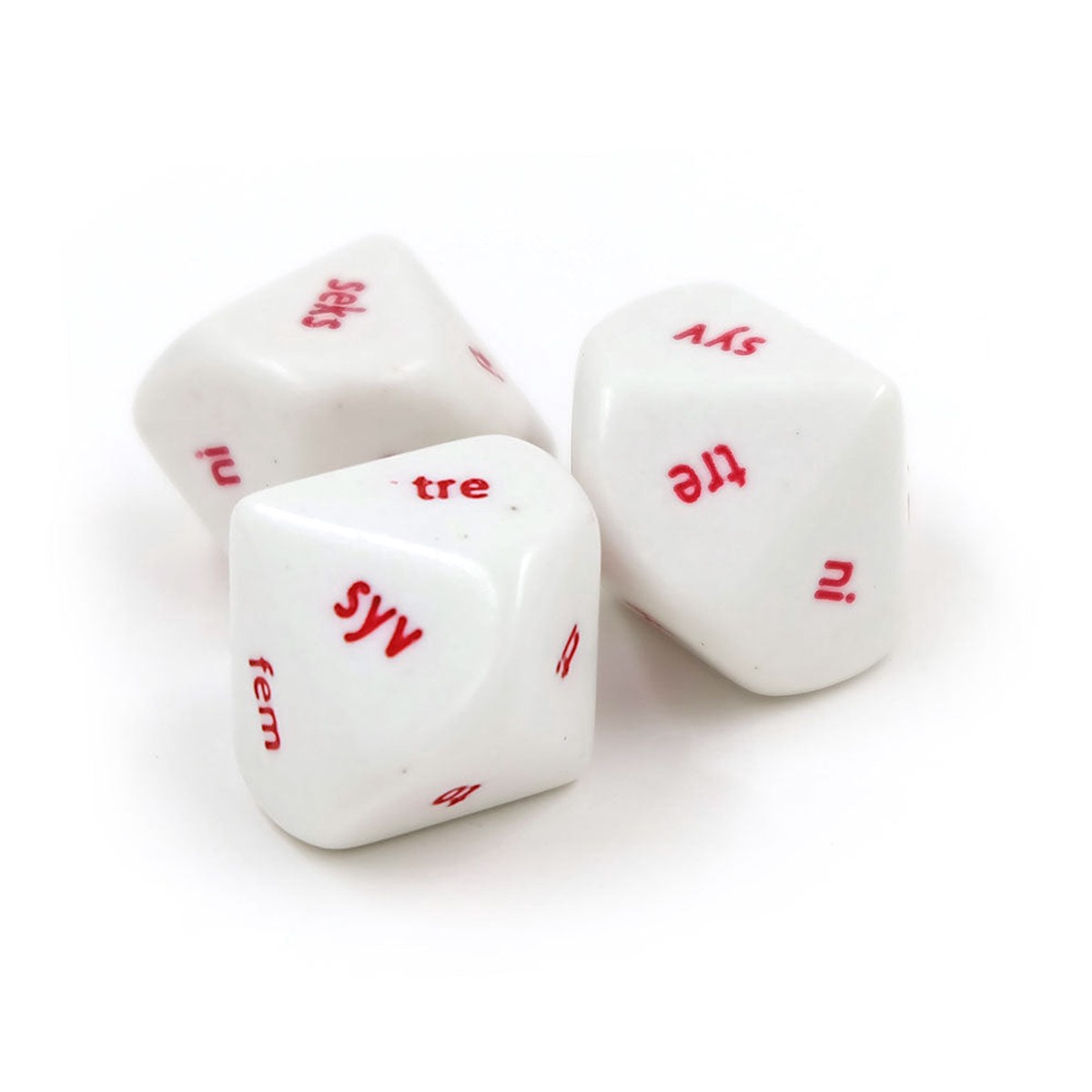 10-sided die with number words